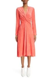 Isabel Marant Havena Twist Front Long Sleeve Velvet Midi Dress at Nordstrom