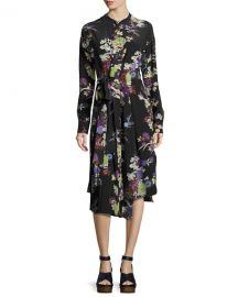 Isabel Marant Iam Bouquet-Print Silk Dress  Black at Neiman Marcus