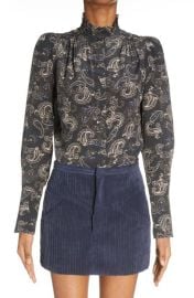 Isabel Marant Lamia Paisley Leg of Mutton Sleeve Silk Blouse at Nordstrom