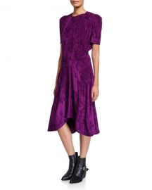 Isabel Marant Ulia Corduroy Twisted-Shoulder Dress at Neiman Marcus