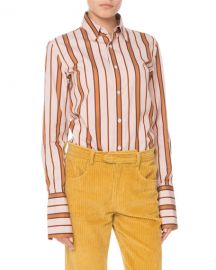 Isabel Marant Uliana Button-Front Long-Sleeve Striped Blouse at Neiman Marcus