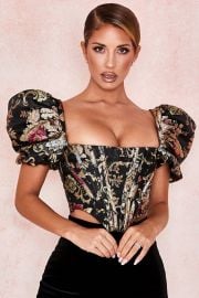 Isabella Brocade Jacquard Puff Sleeve Bustier by House of CB at House of CB