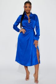 Isabella Satin Midi Dress - Royal Fashion Nova Dresses Fashion Nova at Fashion Nova