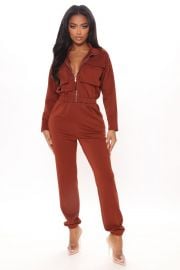 Isabella Utility Jumpsuit - Cognac Jumpsuits at Fashion Nova