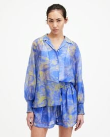 Isla Inspiral Printed Relaxed Fit Shirt ELECTRIC BLUE ALLSAINTS US at All Saints