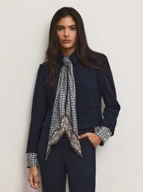 Ismena Removable Scarf Jacket in Navy at Veronica Beard