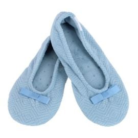 Isotoner Women\'s Sculpted Microterry Ballerina Slippers, XL, Blue Fog at Target