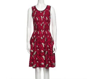 Issa Red White Animal Geo Print Jacquard Knit Fit Flare Bodycon Bandage Dress M eBay at eBay