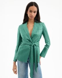 Issel Wrap Jacket in Green Clover at Veronica Beard