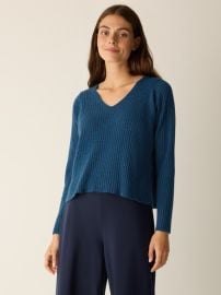 Italian Cashmere Ribbed V-Neck Top EILEEN FISHER at Eileen Fisher