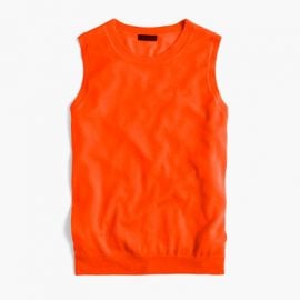 Italian Featherweight Cashmere Shell in Neon Persimmon at J. Crew