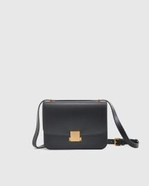 Italian Leather Box Shoulder Bag in Black at Quince