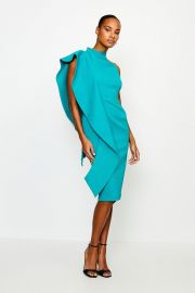 Italian Structured Rib Frill Dress at Karen Millen