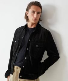 Italian Suede Snap Dylan Jacket in Black - Todd Snyder at Todd Snyder