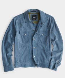 Italian Suede Snap Dylan Jacket in Light Indigo - Todd Snyder at Todd Snyder