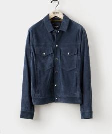 Italian Suede Snap Dylan Jacket in Navy - Todd Snyder at Todd Snyder