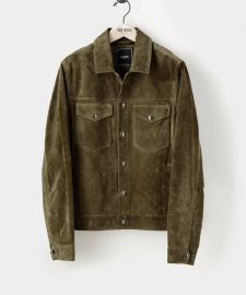 Italian Suede Snap Dylan Jacket in Olive - Todd Snyder at Todd Snyder