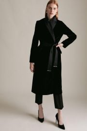 Italian Velvet Intank Topment Notch Neck Coat at Karen Millen