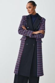 Italian Virgin Wool Colorblock Tweed Coat Karen Millen at Karen Millen