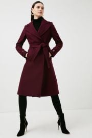 Italian Wool Blend Buckle Signature Coat at Karen Millen