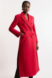 Italian Wool Double Breasted Tailored Maxi Coat at Karen Millen