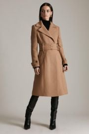 Italian Wool Mix Popper Detail Coat at Karen Millen