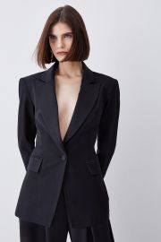 Italian Wool Satin Tailored Single Breasted Tux Jacket at Karen Millen