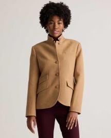 Italian Wool Stand Collar Blazer in Warm Camel at Quince