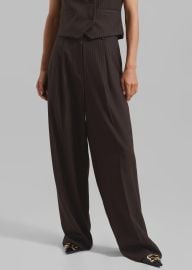 Ivey Pintuck Trousers - BrownWhite Pinstripe The Frankie Shop at The Frankie Shop