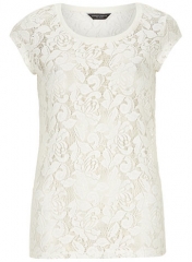 Ivory Lace Tee at Dorothy Perkins