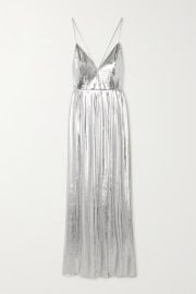 Ivory Pleated metallic coated-chiffon gown  VALENTINO  NET-A-PORTER at Net a Porter