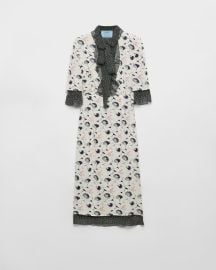 Ivory Printed Georgette Dress PRADA - United States at Prada