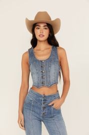 Ivywood Medium Wash Stretch Denim Vest at Ivywood