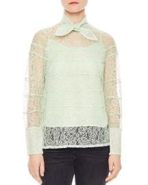 Izzie Sheer Lace Tie-Neck Top by Sandro at Bloomingdales