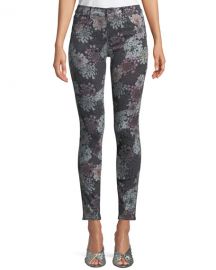 J Brand 620 Floral-Print Mid-Rise Super Skinny Jeans at Neiman Marcus