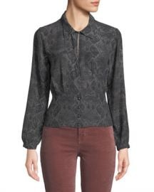 J Brand Lindsey Snake-Print Silk Long-Sleeve Top at Neiman Marcus