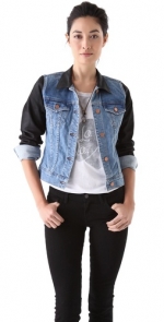 J Brand denim jacket with black sleeves at Shopbop