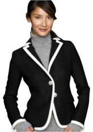 J CREW Lexington Blazer Ouvrier Les Ports Wool Sz 2 BLACK white tipped Jacket eBay at eBay