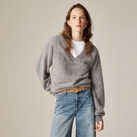 J Crew Brushed Cashmere Cropped V neck Sweater at J. Crew