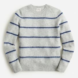 J Crew Brushed Wool Crewneck Sweater in Stripe at J. Crew