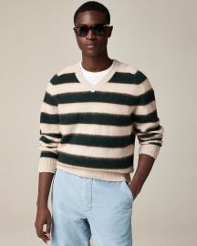 J Crew Brushed wool V neck sweater in stripe at J. Crew