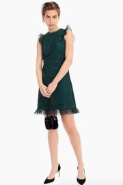 J Crew Cap Sleeve Ruffle Dress in Evergreen at J. Crew