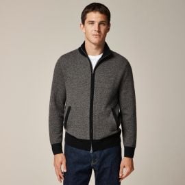 J Crew Cashmere full zip sweater in bird s eye stitch at J. Crew