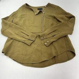 J Crew Collection Womens Silk Long Sleeve Zipper Front Blouse Brown Green Size 2 eBay at eBay