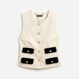 J Crew Contrast vest in textured linen blend at J. Crew