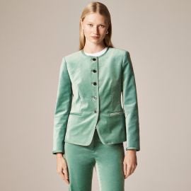 J Crew Cora Lady Velvet Jacket in Stormy Jade at J. Crew