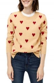 J Crew Crewneck Intarsia Heart Everyday Cashmere Sweater  Regular  amp  Plus Size    Nordstrom at Nordstrom