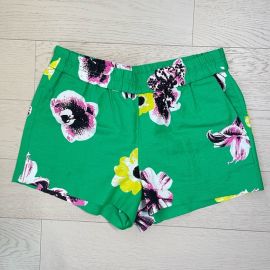 J Crew Factory Shorts Jcrew Kelly Green Hibiscus Flowers Punk Floral Boardwalk Pullon Linen Shorts Poshmark at Poshmark