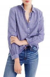 J Crew Gathered Gingham Popover Shirt  Regular   Petite at Nordstrom