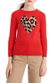 J Crew Leopard Heart Everyday Cashmere Sweater  Regular  amp  Plus Size    Nordstrom at Nordstrom